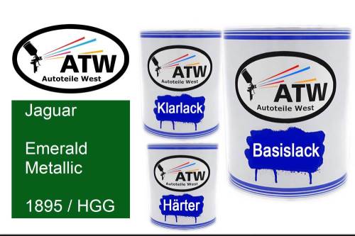 Jaguar, Emerald Metallic, 1895 / HGG: 1L Lackdose + 1L Klarlack + 500ml Härter - Set, von ATW Autoteile West.